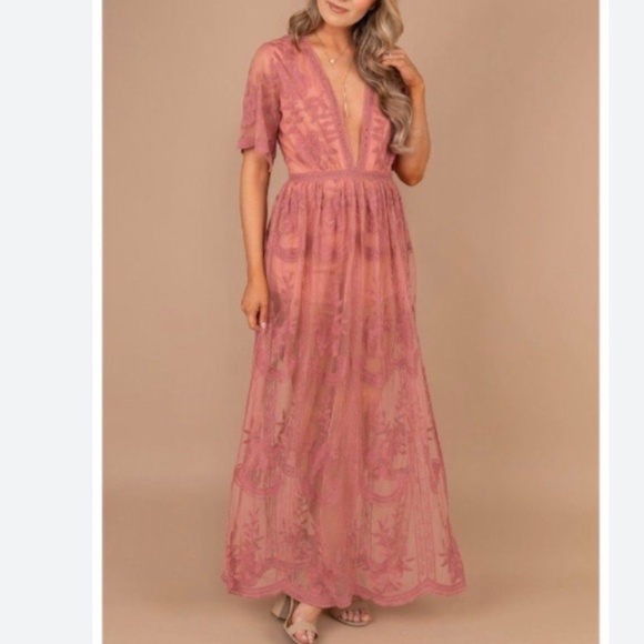 Lace maxi embroidered dress sz medium NWT - Picture 1 of 14